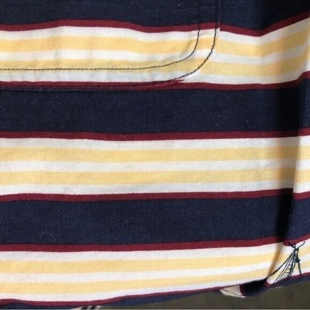Salty Dog Gant Men's Medium Navy Yellow‎ Striped Nautical Sailing Short Sleeve - Picture 9 of 16